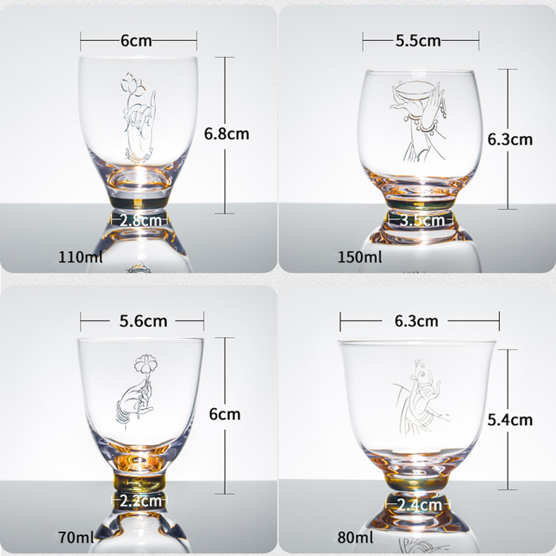 150ml zen handmålad buddha hand lotus kopp värmebeständig glas tekopp master kopp te skål kung fu te set teware drinkware