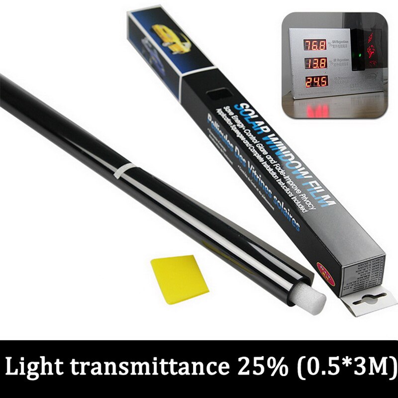 0.5m X 3/6m 1/5/15/25/35/50 Percent VLT Window Tint Film Glass Sticker Sun Shade Film for Car UV Protector foils Sticker Films: 25 Transmittance 3m