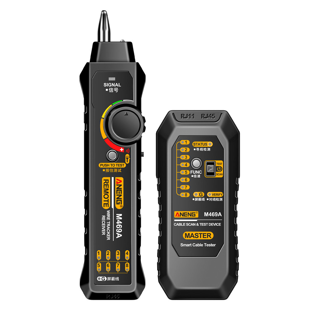 ZoeRax-probador de Cable de red, buscador de línea RJ11 RJ45, rastreador de cables multifunción con sonda, Cable de red LAN Ethernet: Negro