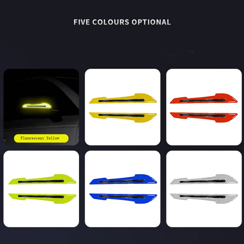 2 sztuk/zestaw samochodów odblaskowe naklejki ostrzegawcze Precut odblaskowa taśma znakująca lusterko wsteczne naklejki antykolizyjne