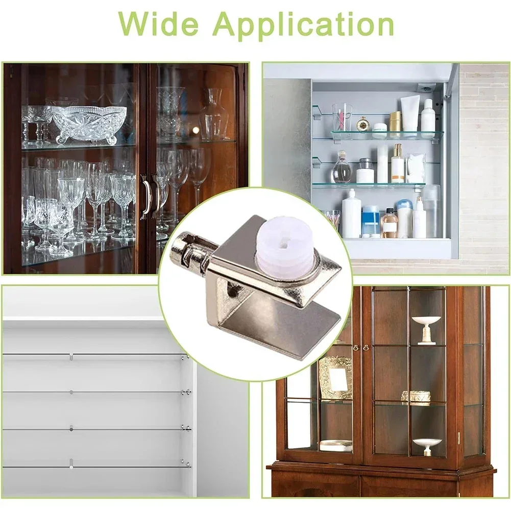 10Pcs Adjustable Glass Clamps Glass Brackets With Pin Wall Mounted Shelf Holders Zinc Alloy Layer Board Glass Clip Shelf Clamp