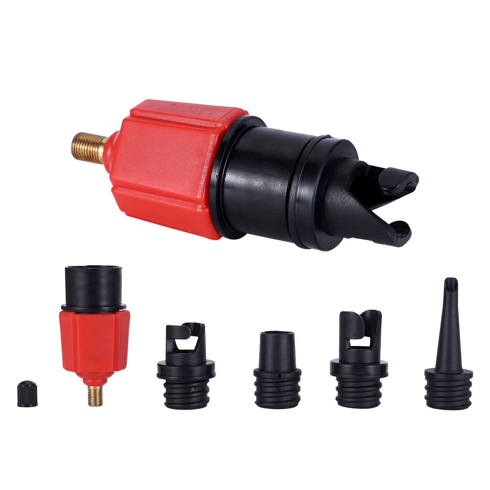 Opblaasbare Roeiboot Sup Luchtpomp Adapter Opblaasbare Paddle Rubberboot Kajak Air Valve Adapter Band Compressor Converter 4 Nozzle: Red