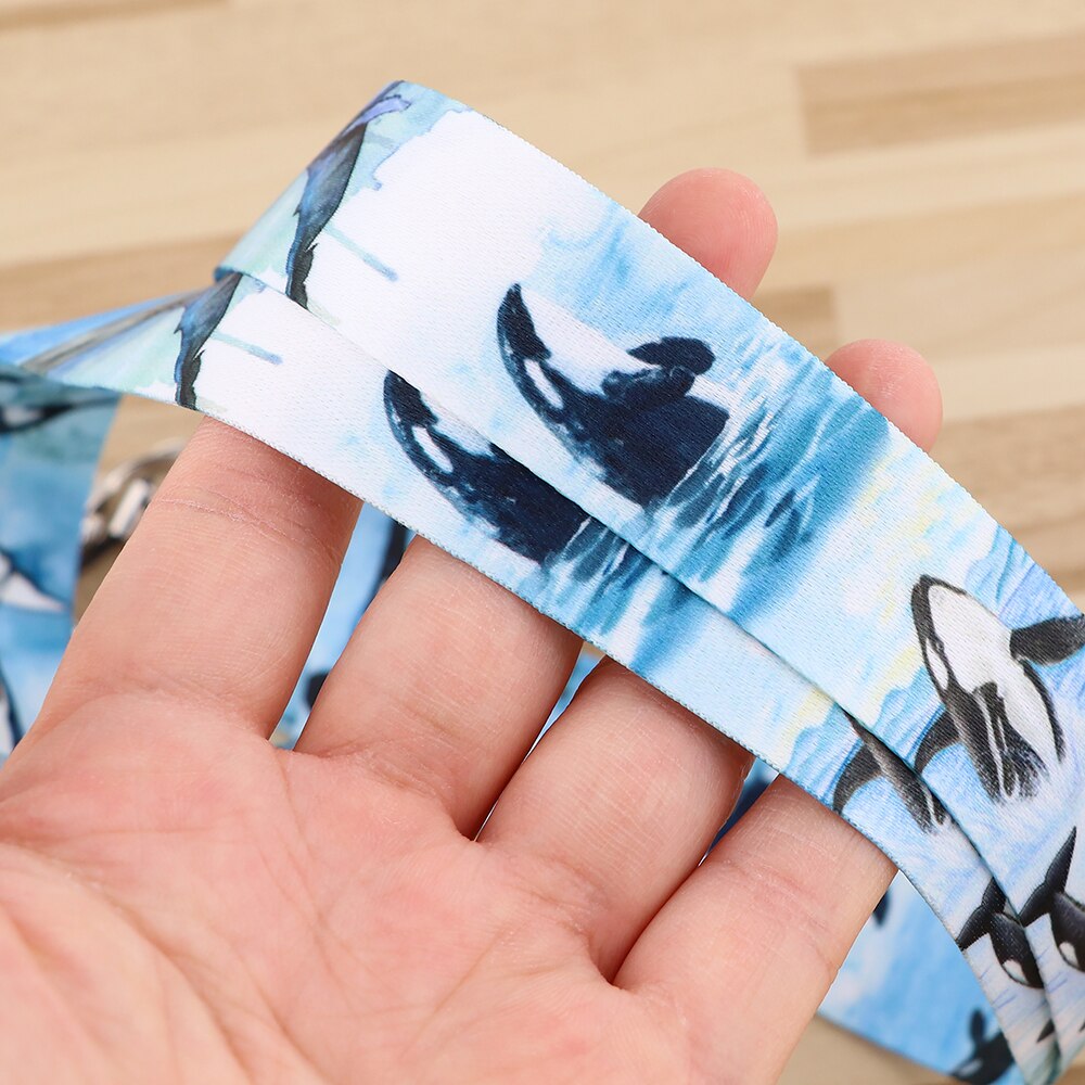 YQ973 Whales Key Lanyard Phone Strap Keychain Lariat Phone Rope Shark Animals Key Cord ID Credit Card Badge Holder