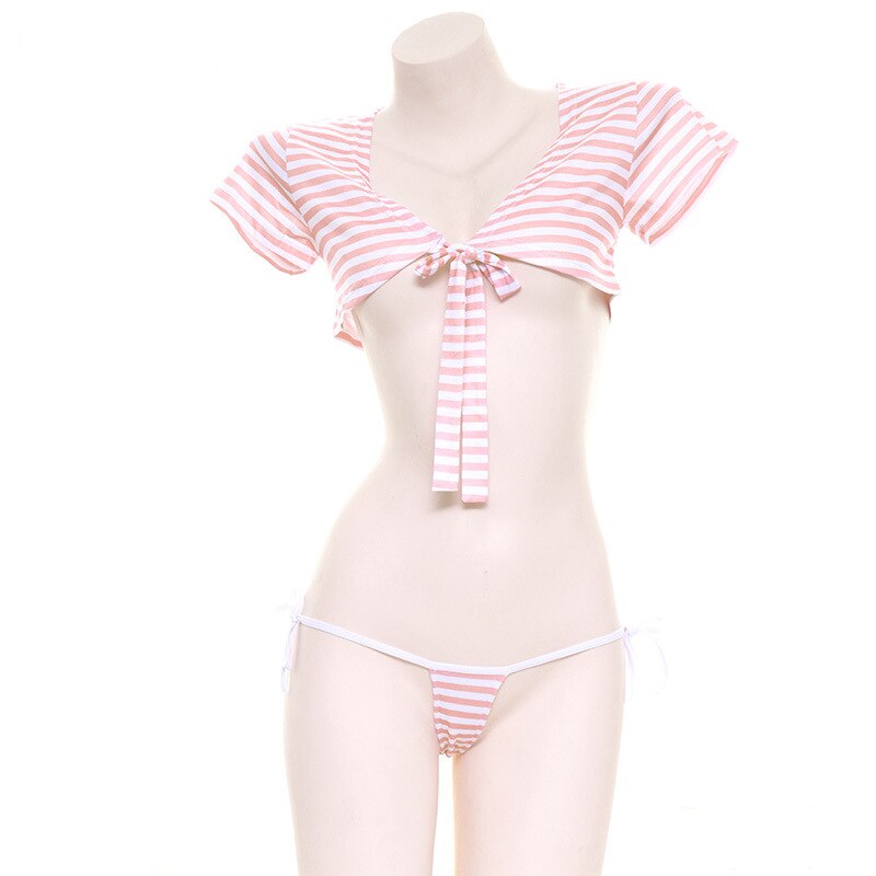 J ropa interior Sexy para mujeres y niñas, Braga Lolita a rayas, sujetador de dibujos animados para estudiantes, Cosplay para chicas, baile,: 2