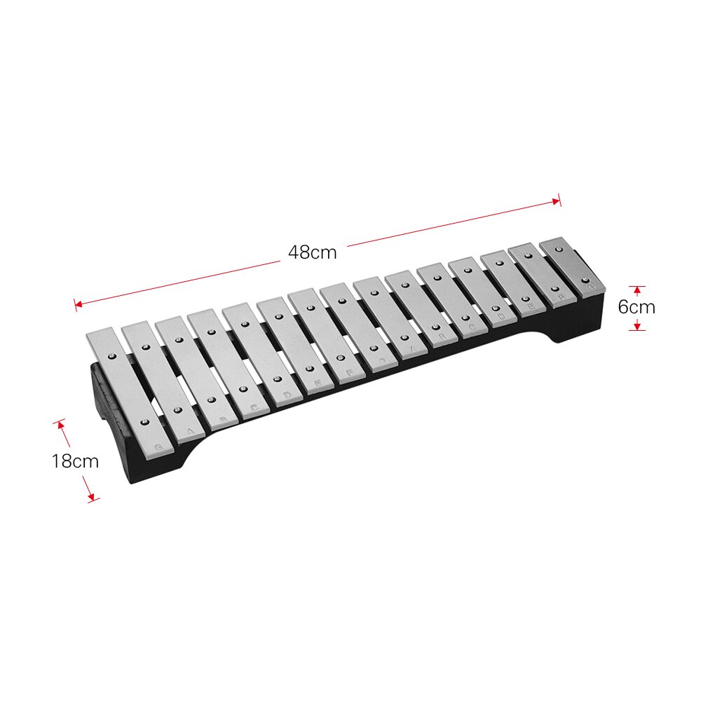 15- noter xylofon glockenspiel träbaserade aluminiumstänger med mallets slagverk musikinstrument med bärväska