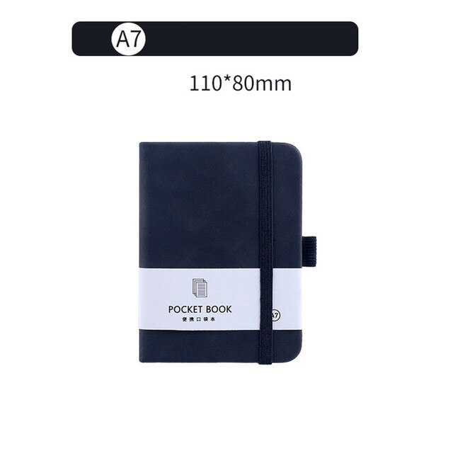 A6/A7 Simple Pocket Notebook Mini Notepad Portable Diary Book Agenda Planner Time Management Stationery Office School Supplies: Black-A7