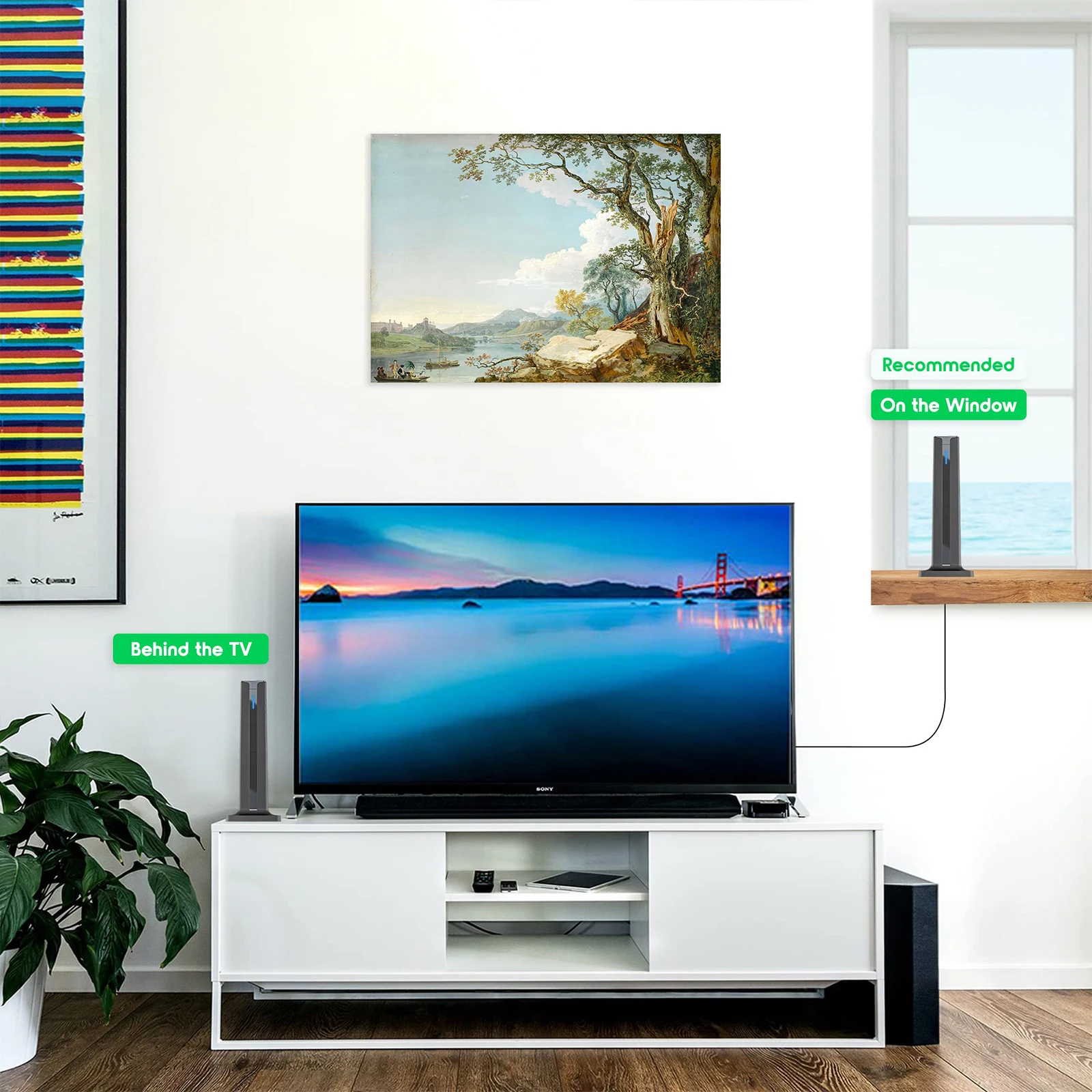 HD-Digital-TV-Antenne für den Innenbereich, verstärkte 120-Meilen-Ultra-HDTV mit Verstärker, schnell reagierendes Antennen-Set