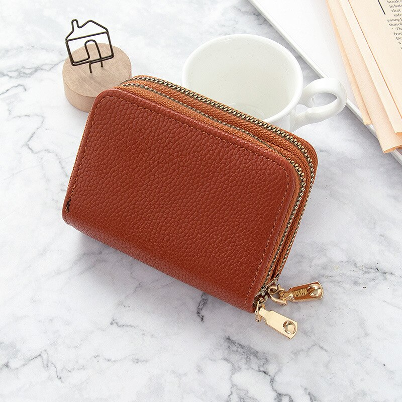 1Pc Unisex 2 Lagen Kaarthouder Leer Vrouwen Creditcards Case Vrouwelijke Visitekaarthouder Portemonnee Tarjetero Hombre: brown