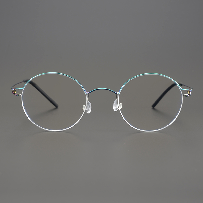 danesa, montura de gafas redonda pequeña sin tornillos para hombres y mujeres, gafas de titanio, monturas de borde de aire, gafas ultraligeras