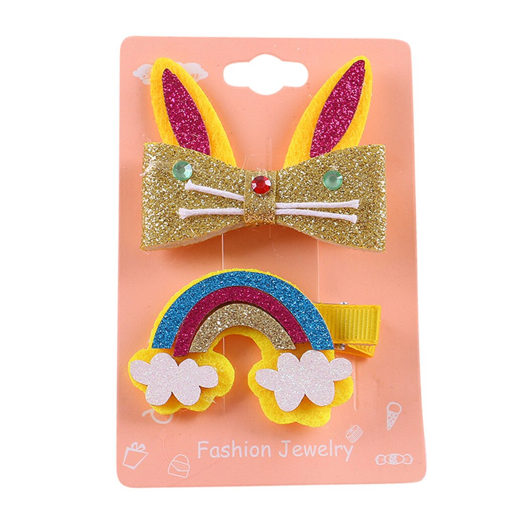 Crianças infantil bebê meninas dos desenhos animados arco-íris hairclip hairpin barrettes headwear conjunto infantil bebê meninas hairclip acessórios do bebê: C
