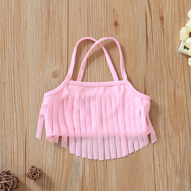 Juego de Bikinis para bebés recién nacidos de 0 a 24 meses, conjunto de Top con flecos y Pantalón corto con moño de sandía, traje de baño para niños, ropa de playa