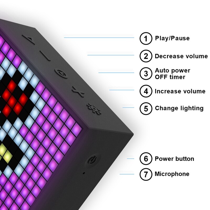 Divoom Bluetooth Portable Speaker Alarm Clock Programmable Pixel LED Display Portable Wireless Mini Speaker