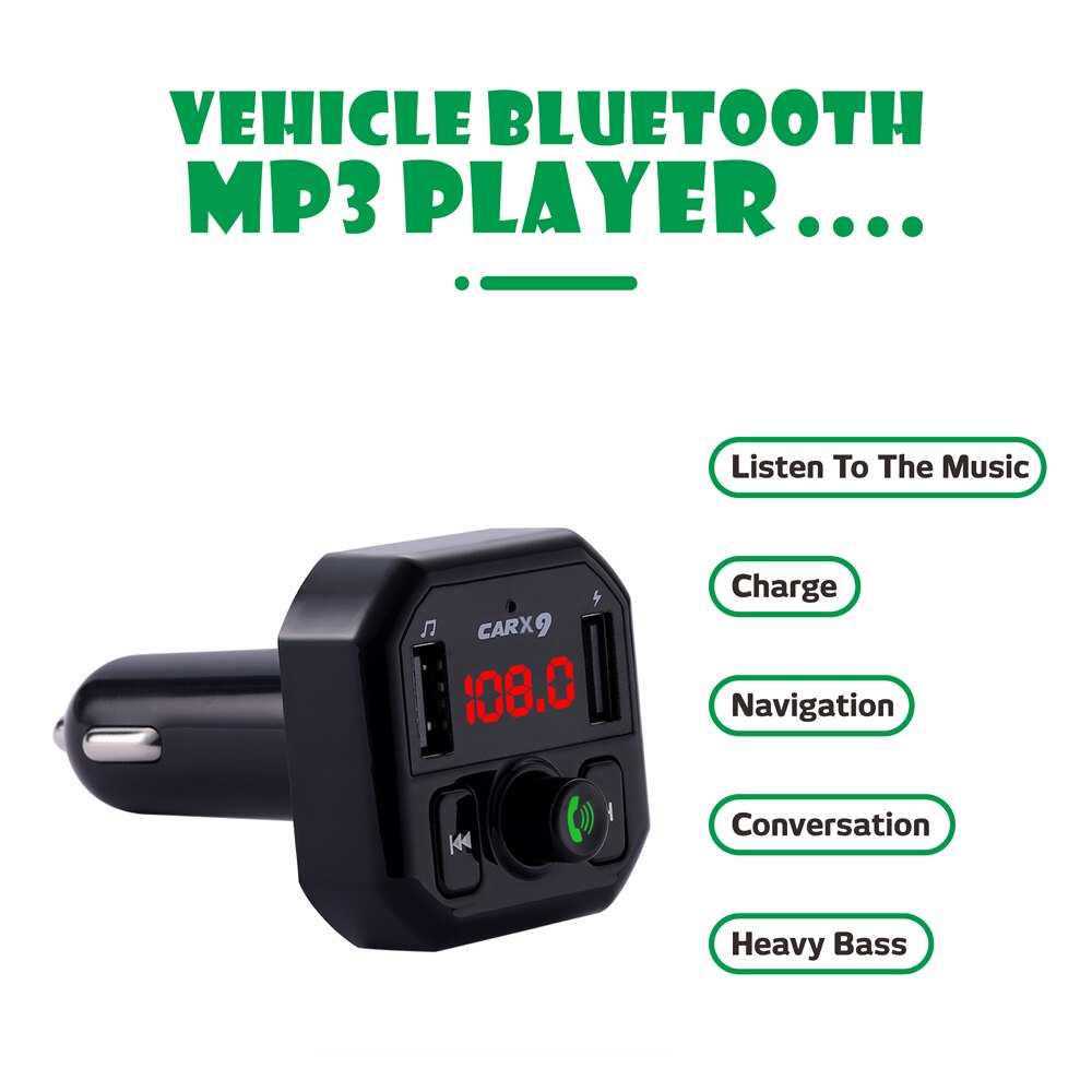 Transmisor FM Aux modulador Bluetooth Kit de manos libres para coche, reproductor de Audio MP3 con 3.1A, carga rápida, USB Dual, cargador rápido