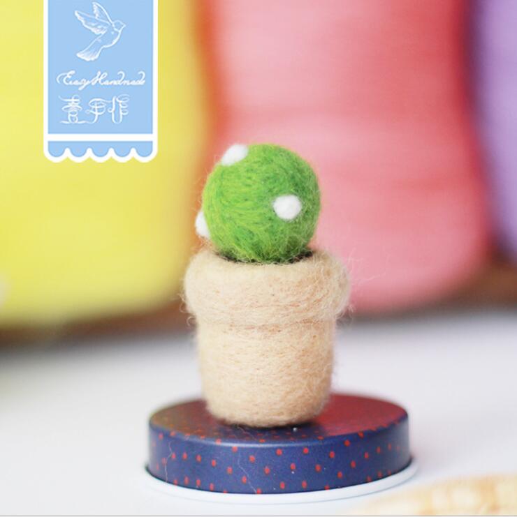 An ebullient succulent plant wool needlepoint kit wool felt needle felting keychain craft needlecraft DIY handmade: S