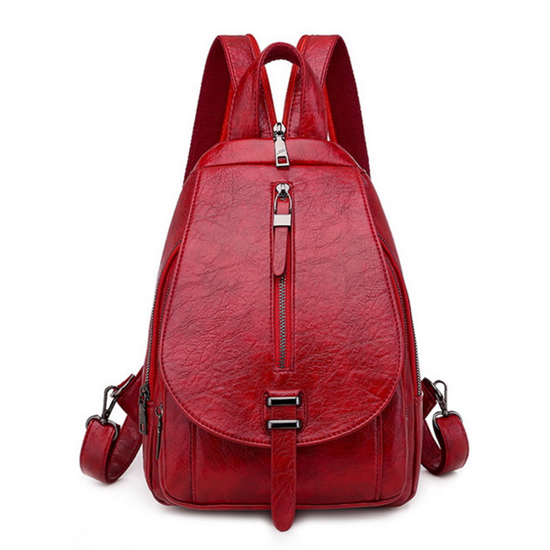 sac à dos femmes en cuir sacs à dos femme sac à bandoulière grand sacs d'école pour adolescentes voyage sac à dos: red-2