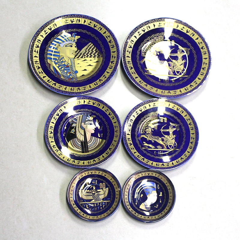 1PC Decorative Wall Plate Ceramic Art Disc Egypt Decoration Plates