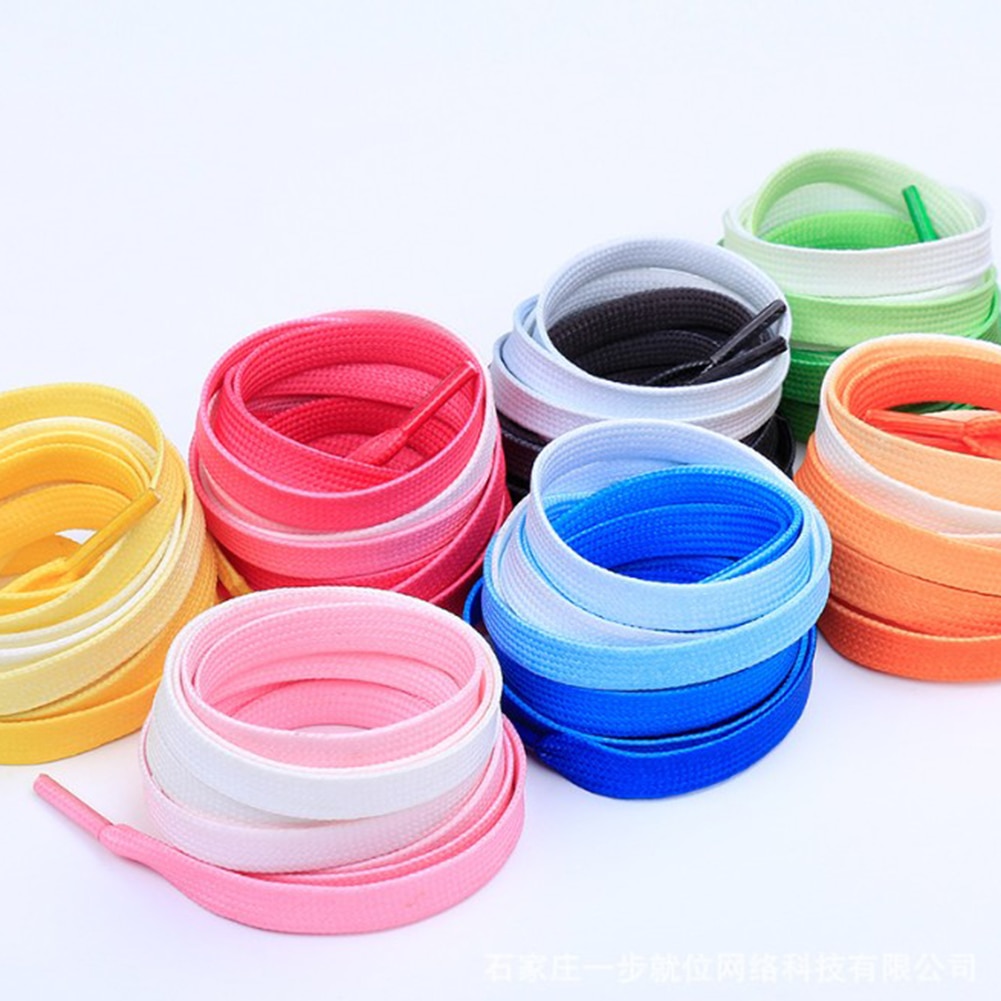 1 Pair Gradient Sport Shoelaces Elastic Shoe strings Black Green canvas personality Athletic Flat laces