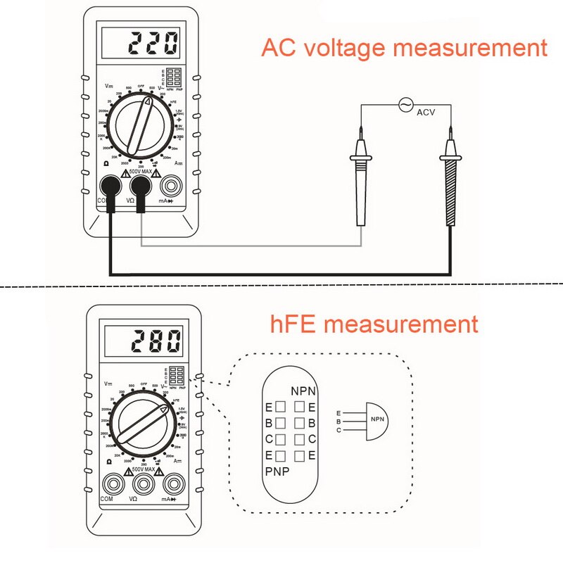 DT182 Digital Multimeter with Test Pocket Portable /DC Electronic Meter Equipment Multimeter