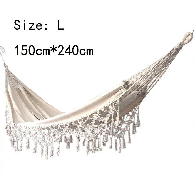 Ulkona riippumatto keinuverkko boho iso brasilialainen macrame -haara kaksinkertainen deluxe -tuoli rannalle, pihalle, sisätiloihin, häät: Beige l