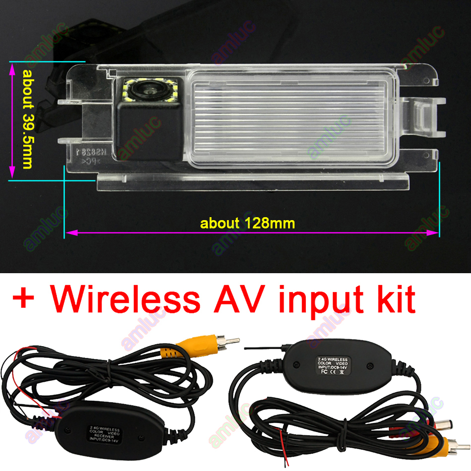 Intelligente Dynamische Traject Tracks Hd Auto Achteruitrijcamera Achteruit Inparkeren Camera Voor Renault Pulse Clio 2 Logan Sandero Stepway: 12led Wireless