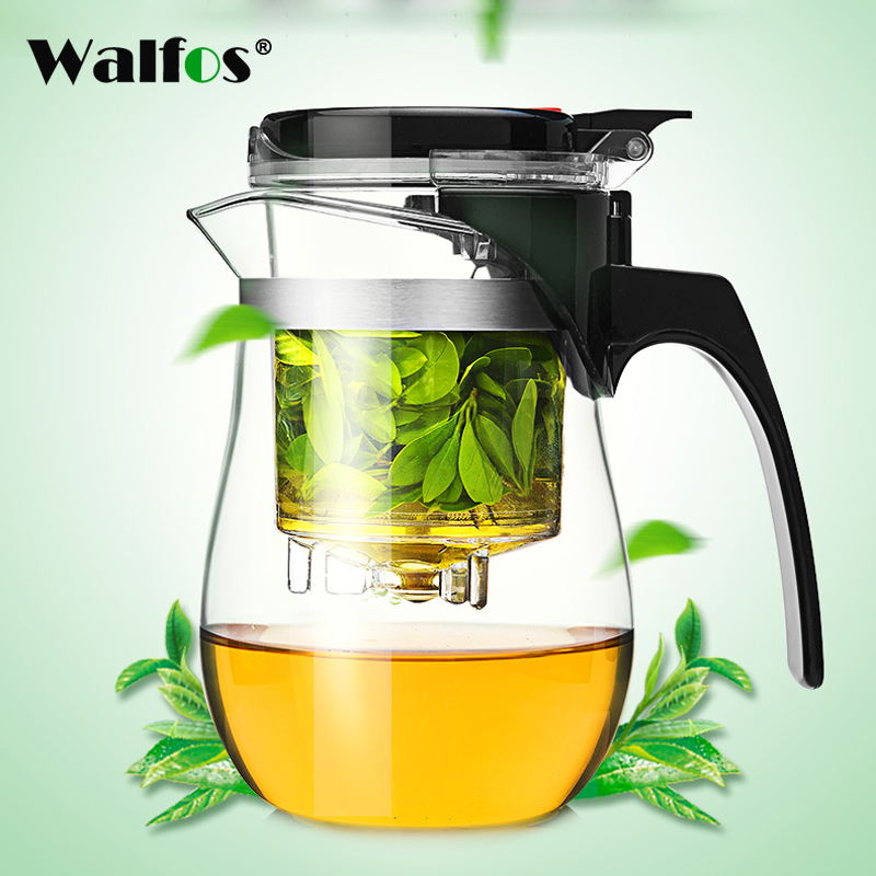 WALFOS Heat Resistant Glass Teapot Chinese kung fu Tea Set Puer Kettle Coffee Glass Maker Convenient Office Tea Pot