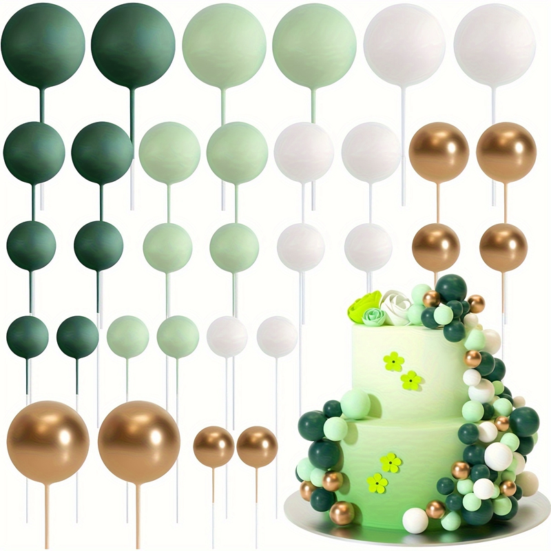 Décoration de gâteau boule d'or et d'argent, 20 pièces, décoration de gâteau joyeux anniversaire, drapeau de Cupcake, décor de boule de noël de mariage, décoration d'anniversaire: Bourgogne