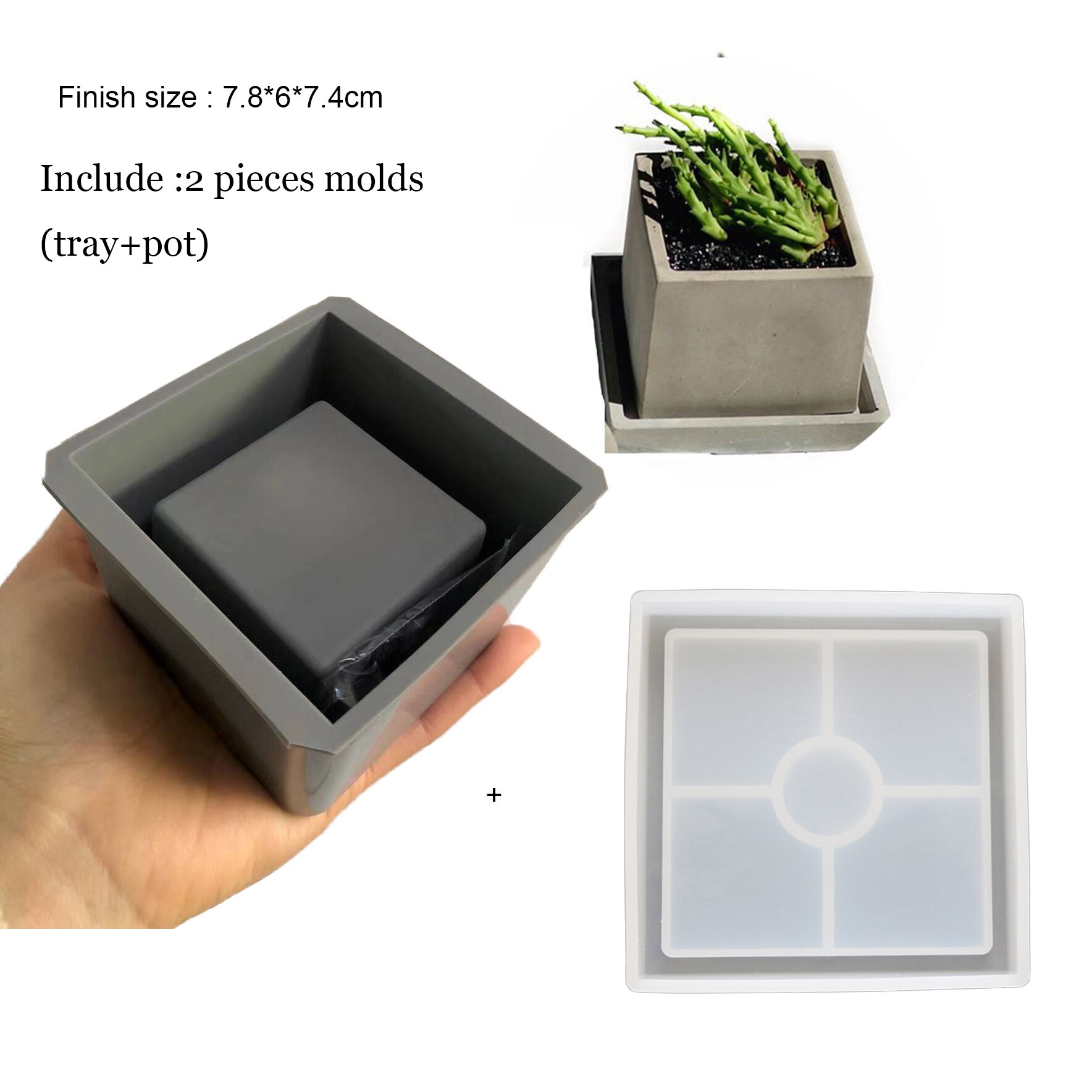 Bricolage béton pour Pot de fleur rond, DIY, pour jardinière en ciment: pot with square mold