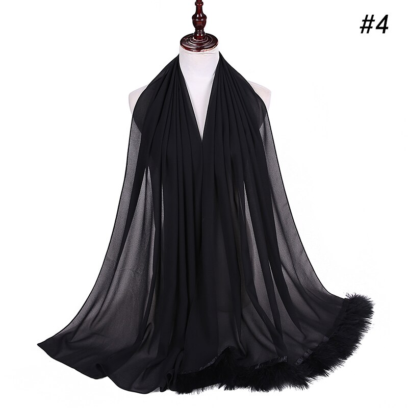 Veren chiffon sjaal hijab dons bubbelsjaal luxe populaire kwastjessjaals sjaal moslim sjaal 170 x 75cm: Kleur 4