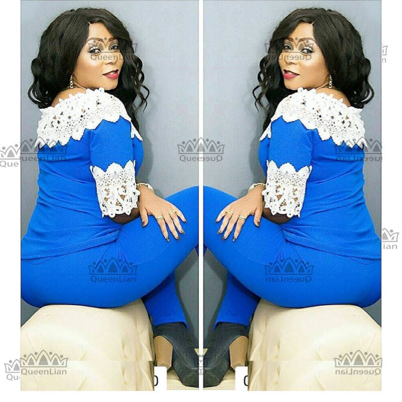Afrikaans dashiki-pak, grote elastische zomer met korte mouwen, mooi geborduurd pak voor dames (tzhb#): Blauw / Xxxl