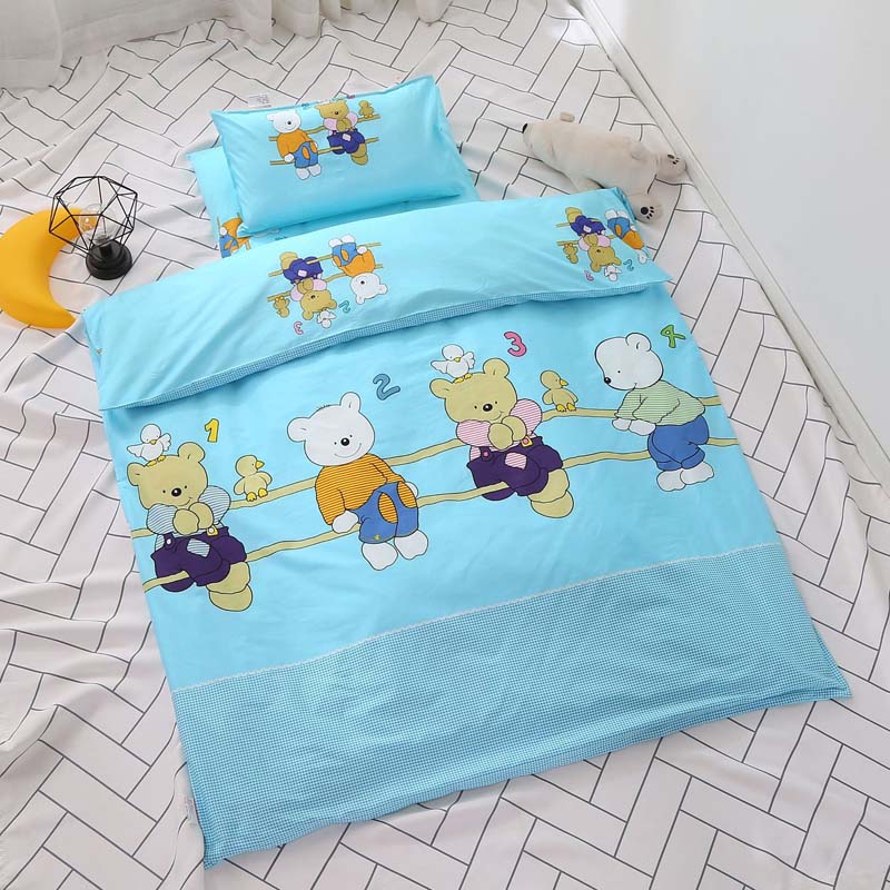 Bomuld 3 stk/sæt børnehave quilt tegneserie børneværelse sengetøj sæt baby tremmeseng quilt cover lagener uden fyld blød: 11