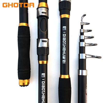 GHOTDA Sea Telescopic Fishing Rods Carp Fishing Spinning Rod Ultra Light Spinning Feeder Rod for Fishing Travel To: Black / 2.1 m