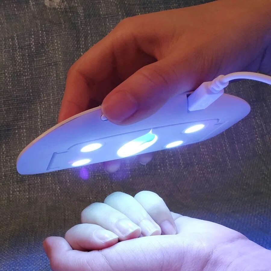 Mini secador de uñas , lámpara Led UV de 6W, con Cable USB, herramientas portátiles de manicura para esmaltes a base de Gel, color blanco y rosa
