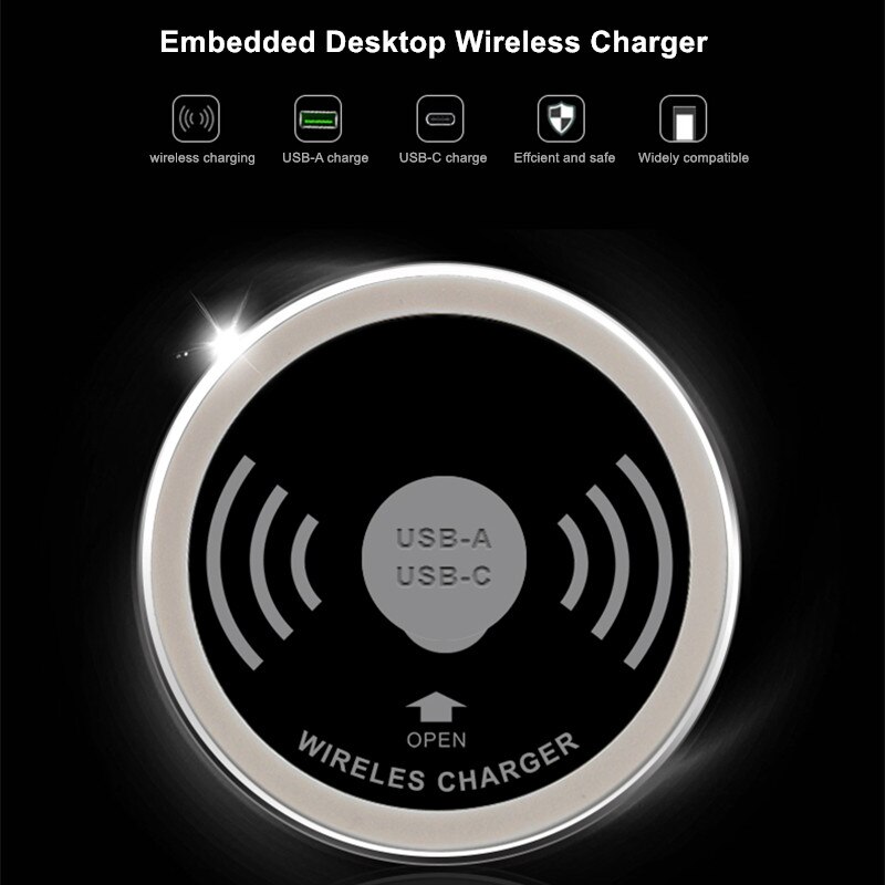 Universal Qi Wireless Charger Stand 15W or 5W Dock Embedded Qi Wireless Induction Charging Transmitte for iPhone Samsung Huawei