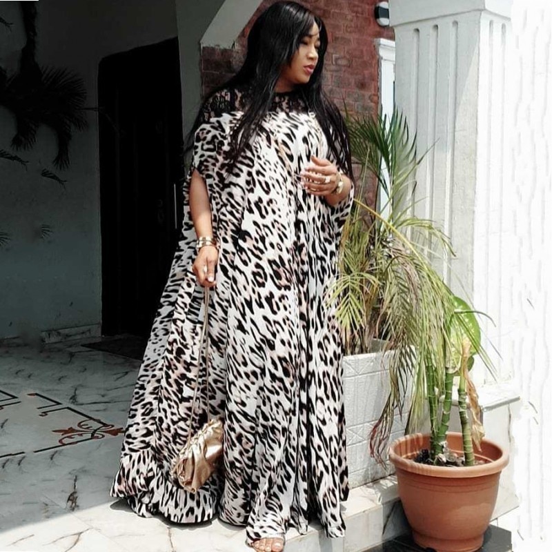 Afrikanske kjoler til kvinder dashiki sommer plus størrelse leopard lang maxi kjole traditionelt afrikansk tøj fe løse drømme