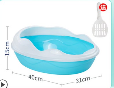 Bol para arena de gatos antisalpicaduras, doble capa, cuenca de arena semicerrada, olla de baño extragrande de plástico para gatos, pequeños recipientes para gatos: SET D