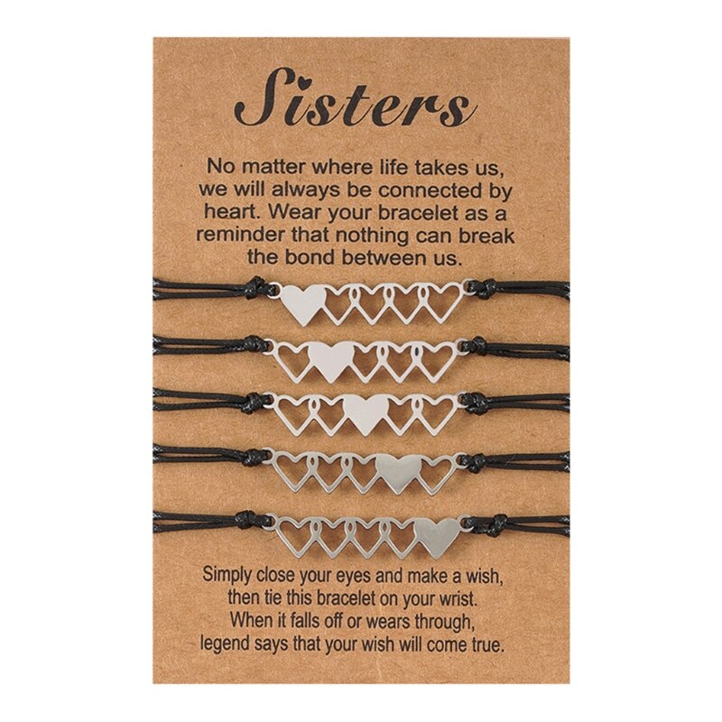 Juego de pulseras para Hermanas, Parejas, amigos, unisex, niños y adultos, 5 uds.