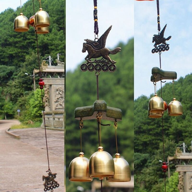 Windspiele Glocken Kupfer 3XBells Außen Garten Garten & Herrlich Gold Elefanten Platz-kartenhalter