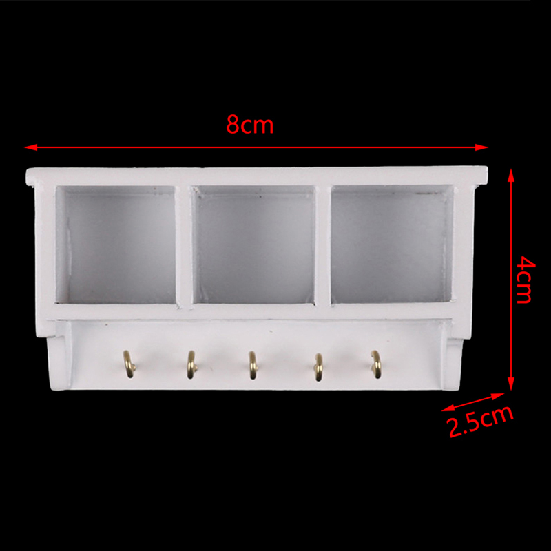 1/12 dockhus miniatyrkök trä väggställ vit 1:12 dockhusdekorationstillbehör leksaker för barn: Default Title