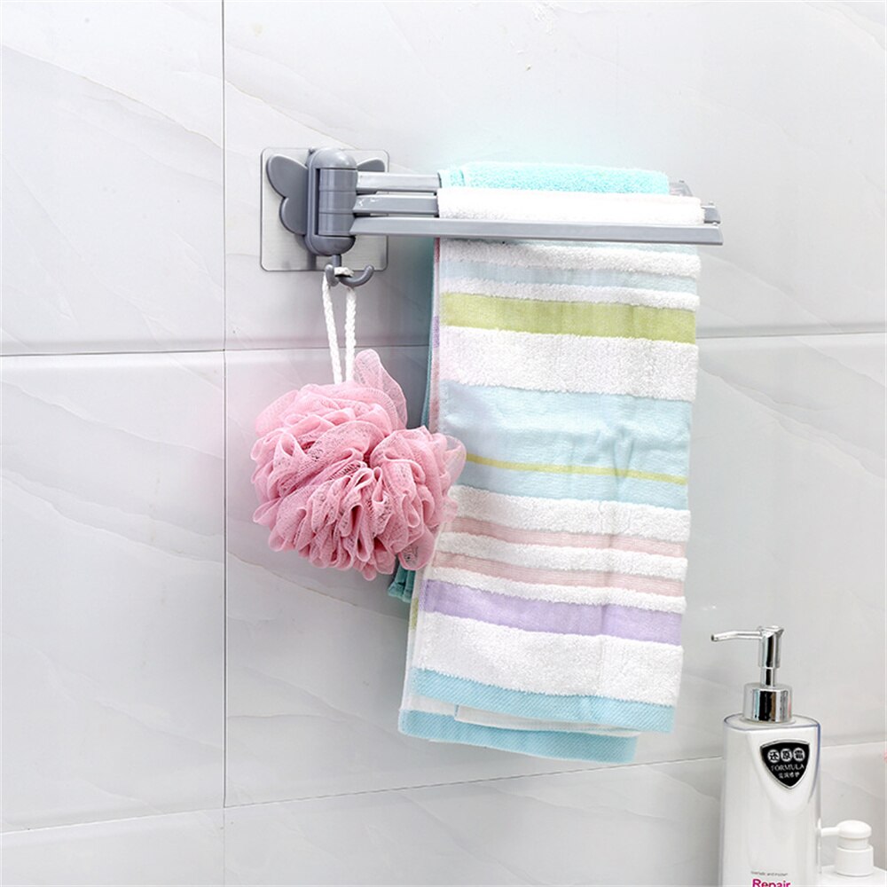 Creatieve Swivel Handdoekenrek Punch-Gratis Wandmontage Handdoek Opslag Houder Eenvoudige Installatie Boog Handdoek Stand Opvouwbare XHC88