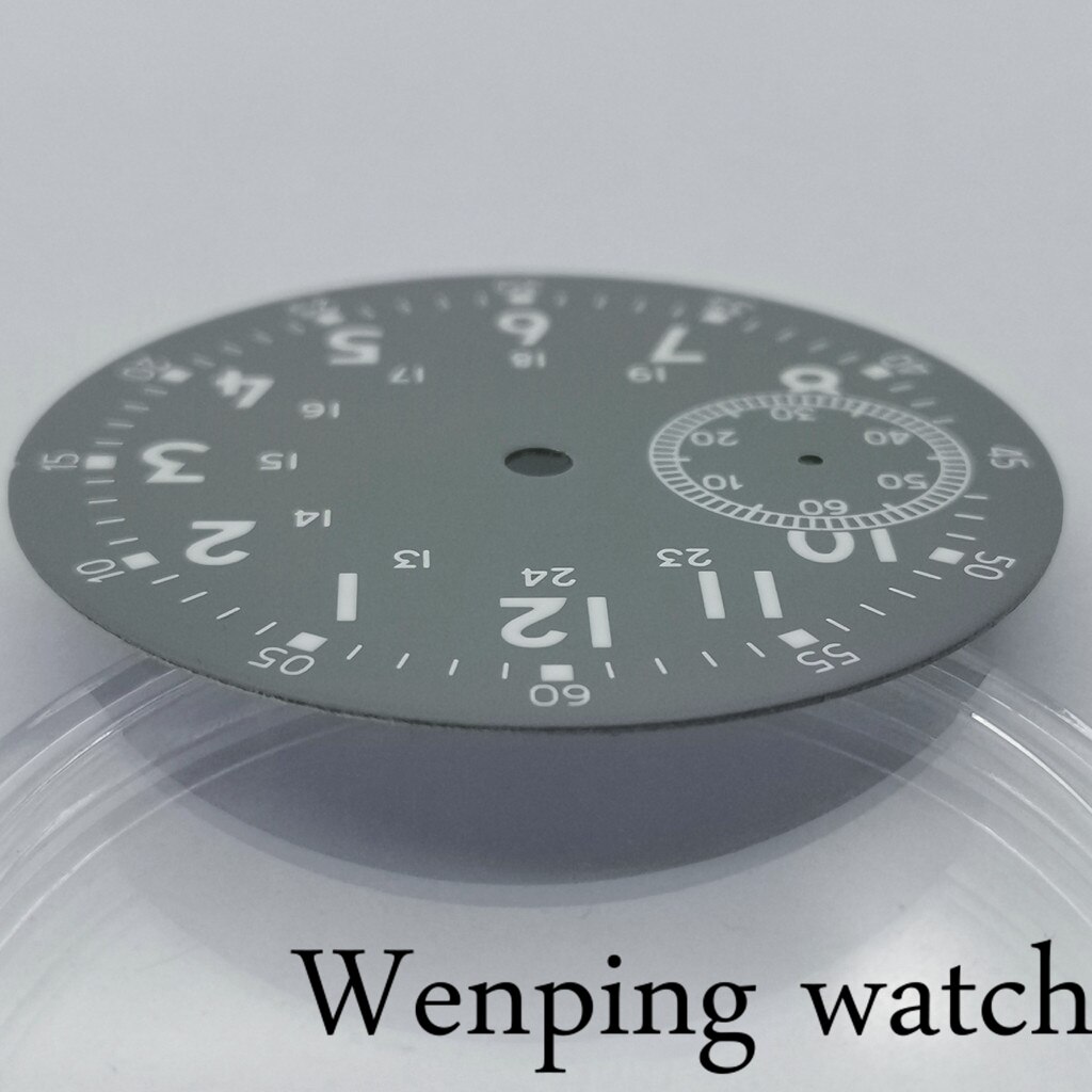 Corgeut 38.9Mm Steriele Grijs Wijzerplaat Luminous Marks Fit Eta 6497 Zeemeeuw St36 Beweging