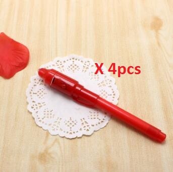 4 teile/los, UV-Licht Stift Unsichtbare Tinte Sicherheit Marker Stift Mit Ultra Violet LED Schwarzlicht: Rot