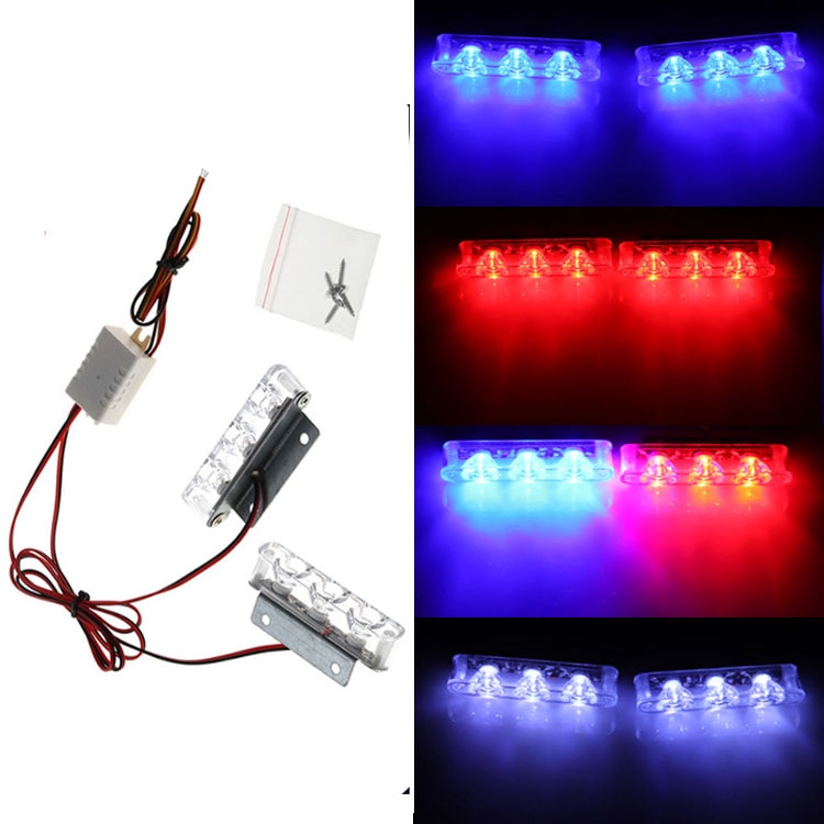 2 stk 3 led 12v politi blitzlys blinkende advarsel led bagbremse signal led lys auto ambulance blitz lys nødlys d