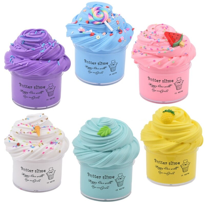 6Pc Butter Slime with Candy Slime Watermelon Slime and Pineapple Slime Soft