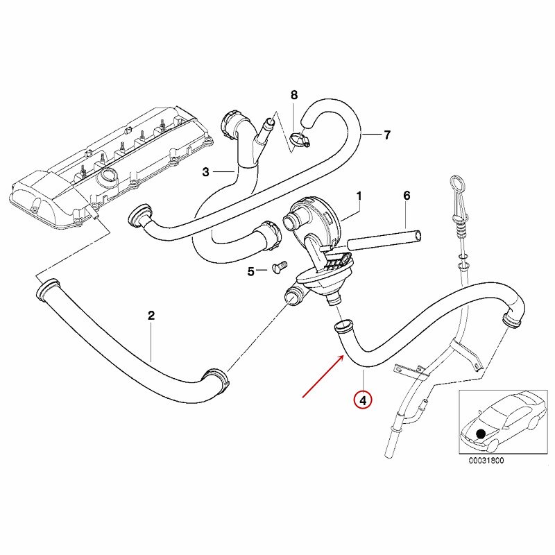 11151437642 Car exhaust pipe Suitable for 7 Series E38 728IL 740IL 750ILb mw760IL Pneumatic cylinder exhaust pipe Exhaust hose