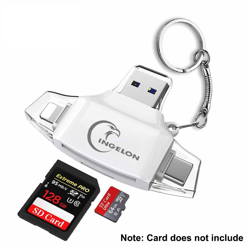 Ingelon USB SD Card Reader sd micro SD reader Adapter lightning usb otg cardreader type c For adaptateur iphone smartcard reader: R012-White