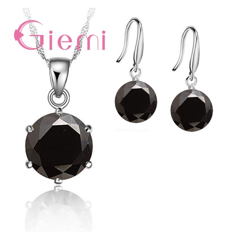 Delicate Ronde Crystal Ketting Oorbellen Voor Moeder Vrouwen Verjaardag Cadeau Sieraden Set 925 Sterling Zilver