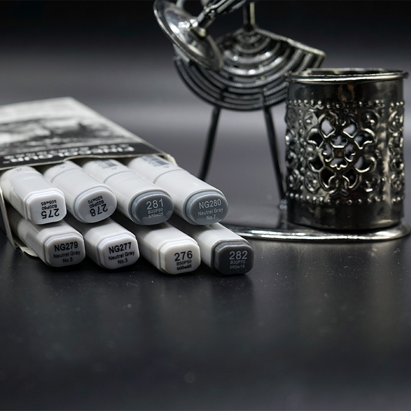 Greys 7 stijlen inkt op alcoholbasis met dubbele punt, neutrale grijze kleur, schetsset, manga-tekenmarker, grijze tinten manga