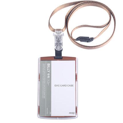 Porte-Badge multicolore d'affaires de étui pour carte d'identité acrylique avec des fournitures scolaires d'employé de lanière de sécurité (taille Standard): coffee vertical