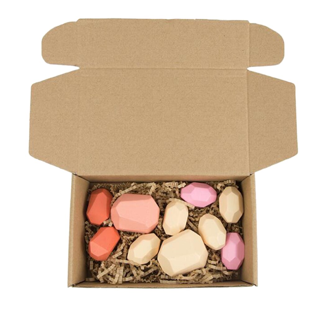 5/10/16pcs Wood Stacking Sorting Rainbow Rock Stones Blocks Fun Toys Home Decors: 10pcs rainbow A