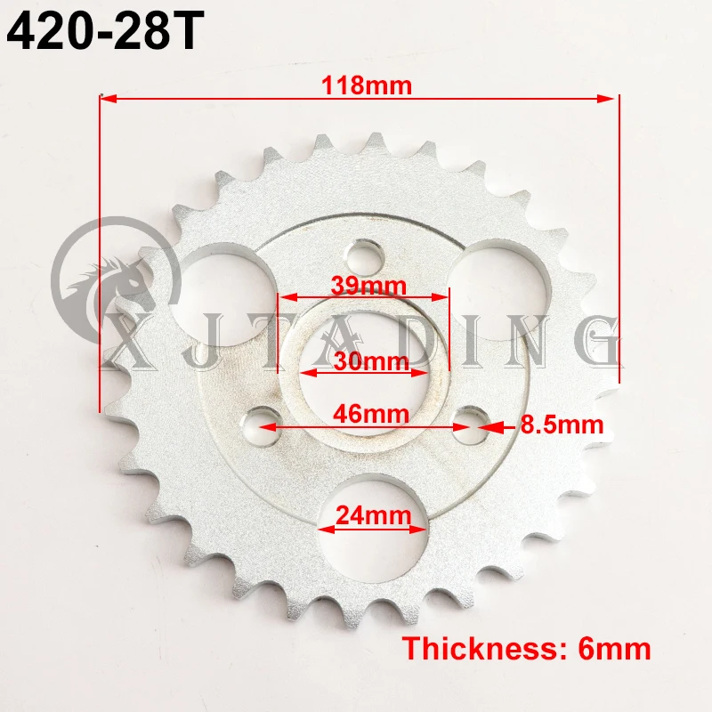 Motorfiets 24 T/26 T/28 T/29 T/31 T/35 T/37 T Tanden 30mm Achter Tandwiel Fit Voor Honda Aap Motor Pit Crossmotor 420/428 Keten: Sky Blue